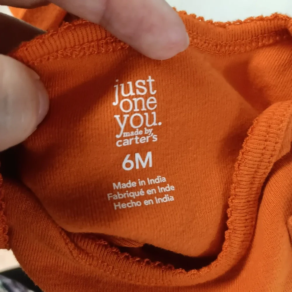 Just One You Carter's Baby 6M Halloween Ghost Bodysuit Orange Long Sleeve Boo